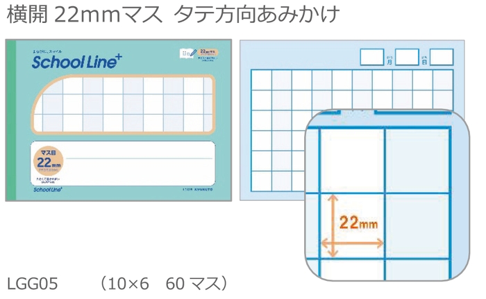 マス目　1行ごとのあみかけで、位がわかりやすい 横開22mmマス タテ方向あみかけ LGG05