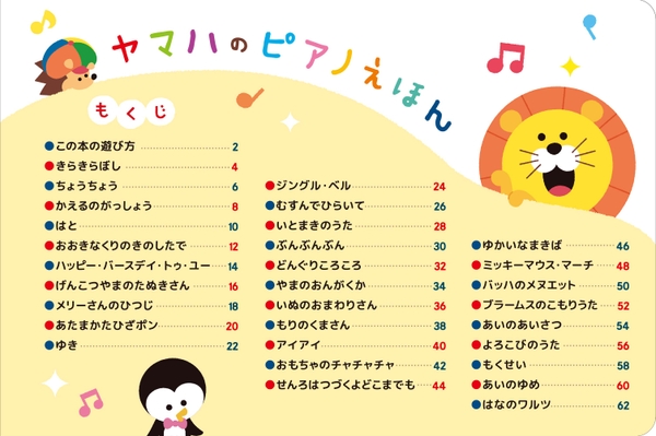 ヤマハのピアノえほん:もくじ
