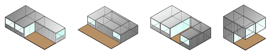 コンテナ建築・建築用コンテナモジュール掛け合わせ イメージ画像