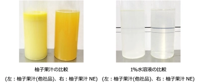 水に透明に分散する高力価な柚子果汁素材 「柚子果汁NE」の販売を開始