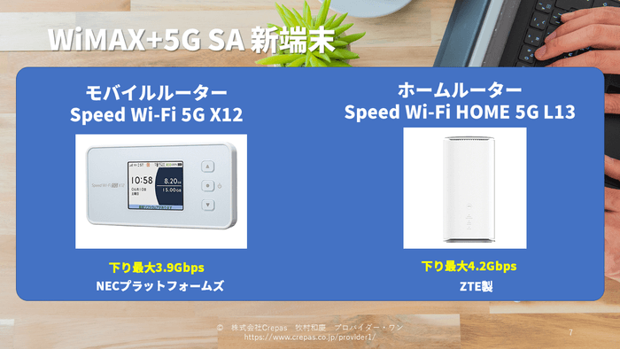 WiMAX+5G SA端末のX12とL!3