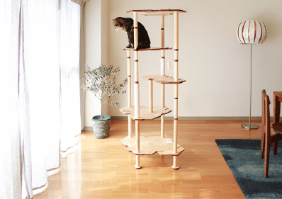 木製でほとんどのインテリアや既存の家具になじむmoftech にゃんこタワー