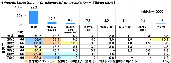 今回の年末年始はどこで過ごす予定か