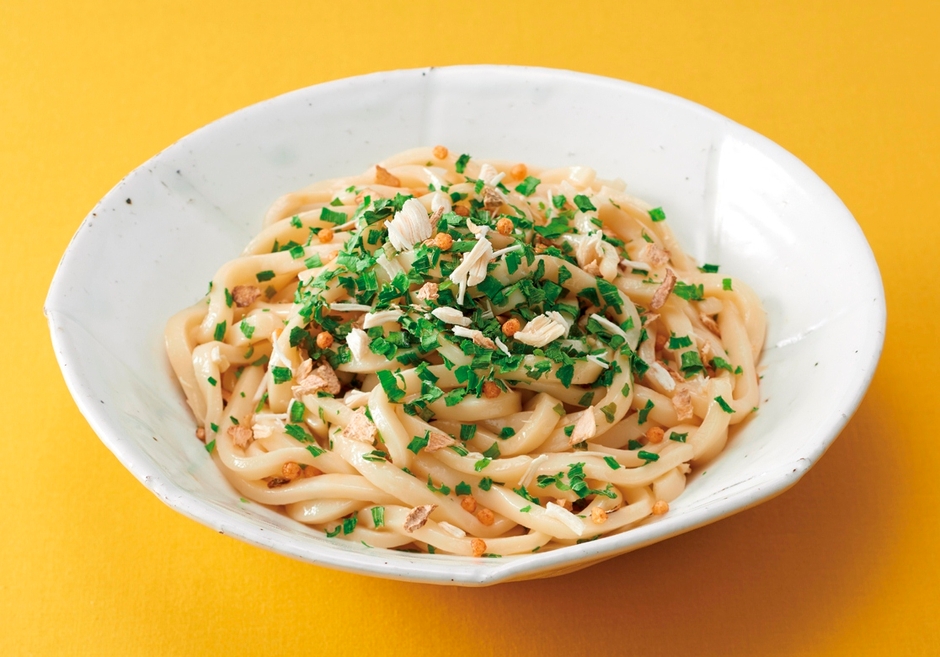 パッケージ裏面のアレンジレシピ　香ばしバター醤油のうどん