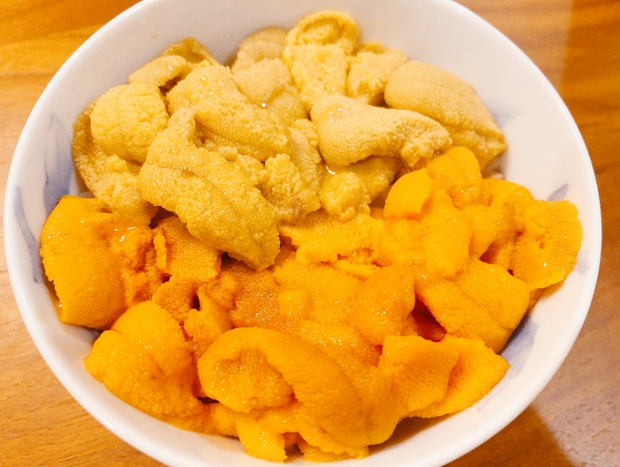 ウニの紅白丼!(バフンウニ&ムラサキウニ)