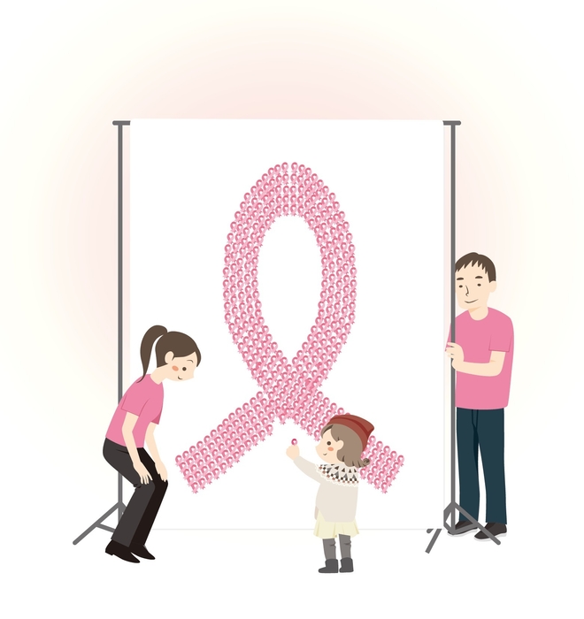 1,000個のピンクリボンが集まった時のイメージ