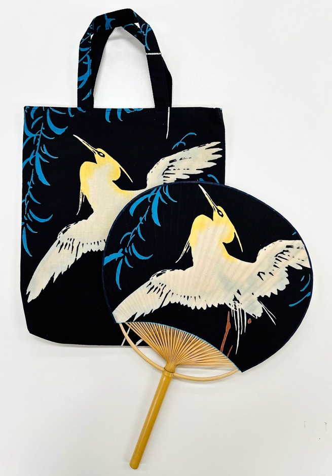 三勝ゆかた布張飾り房州うちわ手提げ袋 袂(たもと)