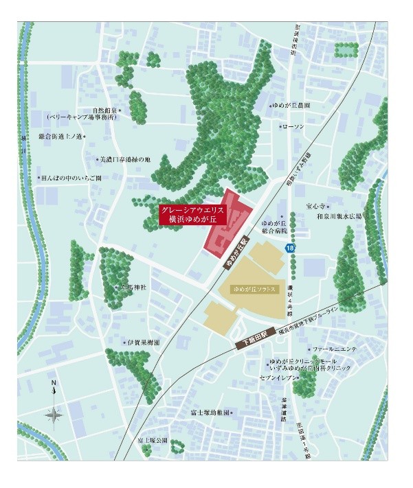 「グレーシアウエリス横浜ゆめが丘」位置図