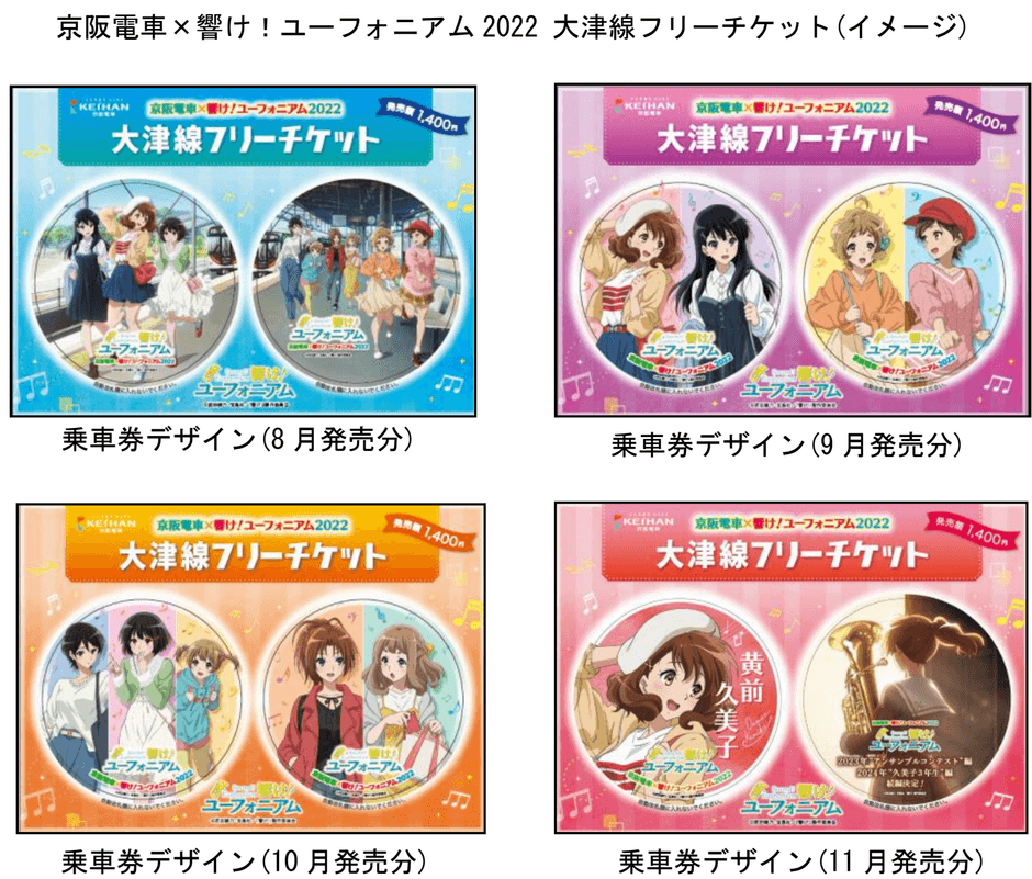京阪電車×響け!ユーフォニアム2022 大津線フリーチケット(イメージ)