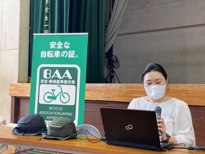 千葉県立松戸高等学校 自転車安全教室 講演の様子1