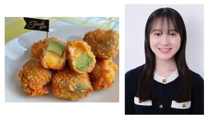 (写真左)チーズレシピの一例 (写真右)今年4月から高校生になりました。Z世代、タレントの本田紗来さん