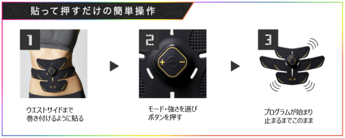 RIZAP 3D Shaperの特徴(4) 貼って押すだけの簡単操作!モード選びも自由自在