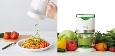 “プッシュ”すると野菜麺＆スムージーが出来上がり！ 野菜を楽しめる調理器具(2種)を12月販売開始