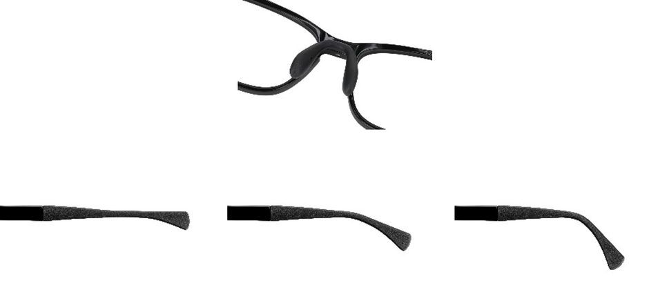 ▲かかり具合を自分で調整できる鼻パッドとラバーテンプルを採用。