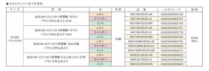 まほらゆったりつかう学習帳の概要