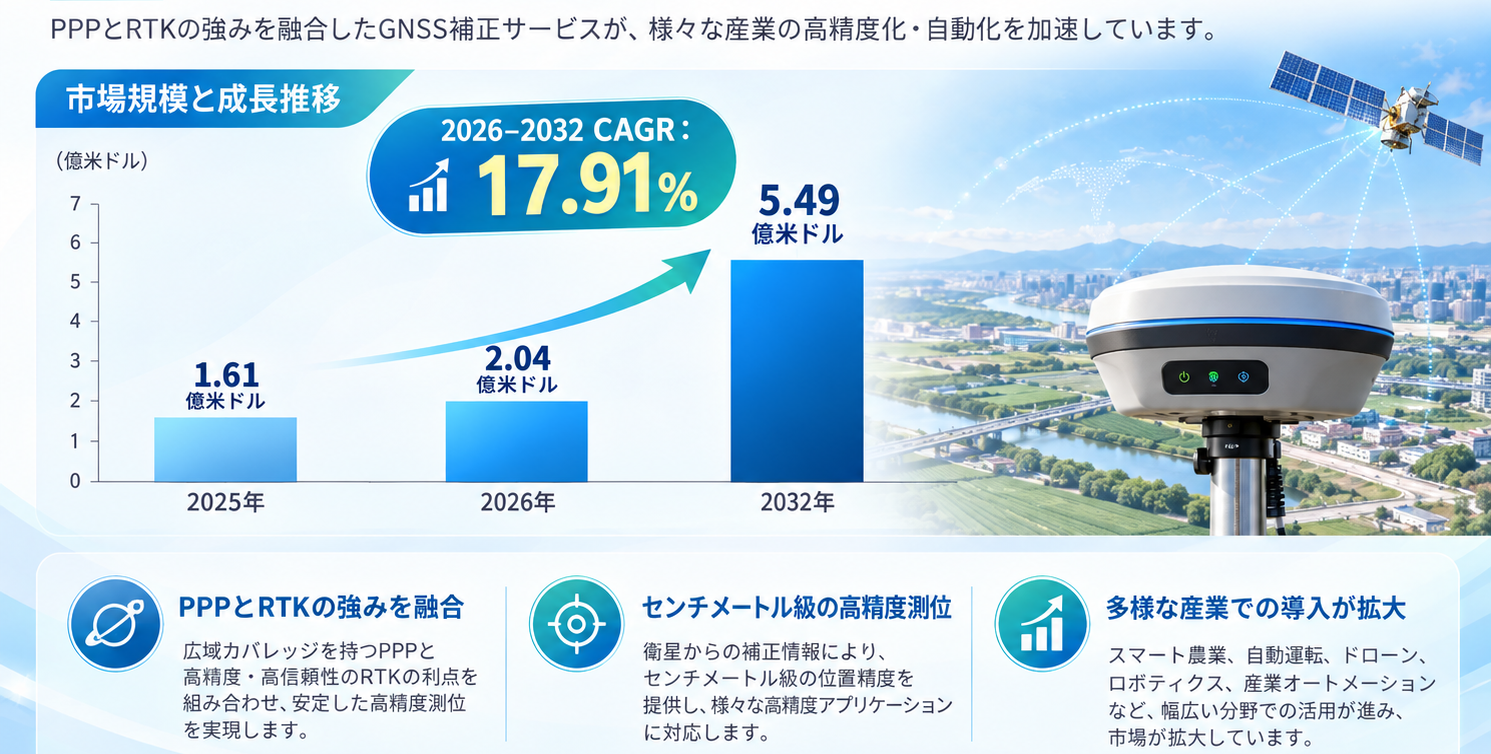 PPP-RTK GNSS補正サービスマーケットリサーチ：調査方法・市場動向・業界規模