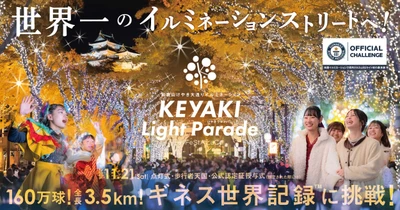 和歌山の冬を彩る「けやきライトパレード」が11月21日(土)開幕！ 160万球のLEDでギネス世界記録(TM)に挑戦