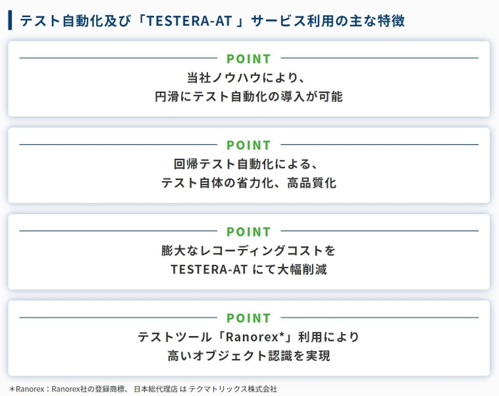 テスト自動化サービスの主な特徴