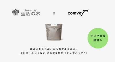 アロマ業界初！生活の木が comvey「シェアバッグ®︎」導入、EC配送の脱炭素化を推進