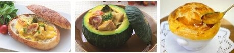 「パンプキンシチュー　たっぷり野菜のこだわり仕立て」盛り付け例