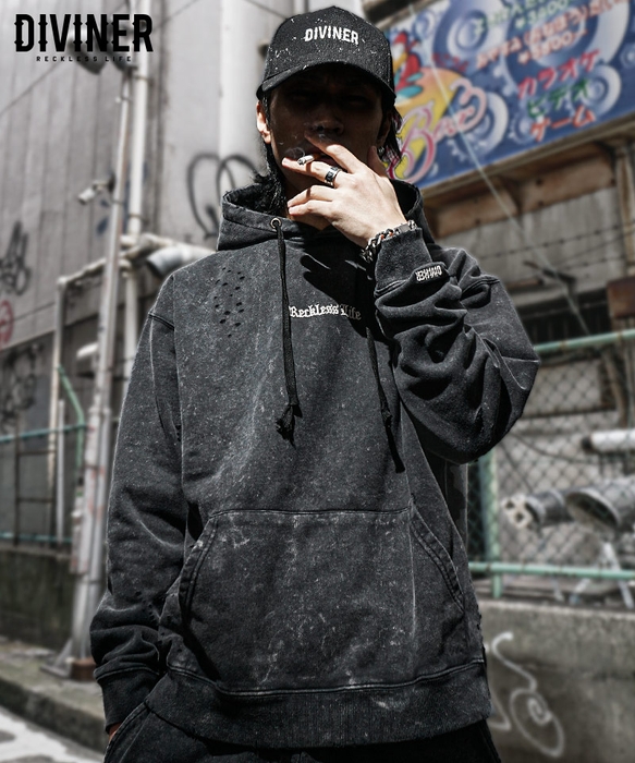 【BlackLetter】Dirty Embroidery Hoodie(ブラック)