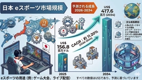 日本のeスポーツ市場規模、2034年までに4億1760万米ドルを突破へ | 年平均成長率（CAGR）は11.20％