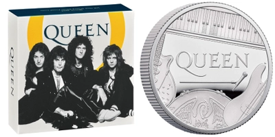 ロックバンド QUEENの記念コインが1月23日登場 　メンバー4人それぞれの楽器等をデザイン