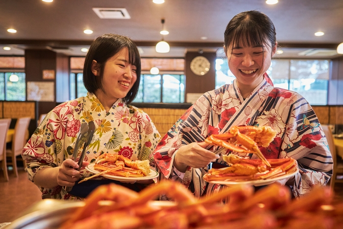 ボイルガニもカニ刺しも焼きガニも好きなメニューを好きなだけ!