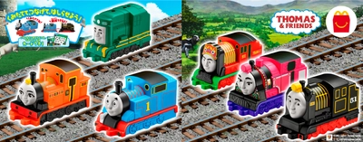 トーマスやなかまたちのブロックを組立て、 自由に走らせて遊ぼう！連結もできる！ ハッピーセット(R)「きかんしゃトーマス」発売！