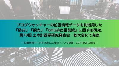 ブログウォッチャーの位置情報データを利活用した 「防災」「観光」「GHG排出量削減」に関する研究を 第70回 土木計画学研究発表会・秋大会にて発表