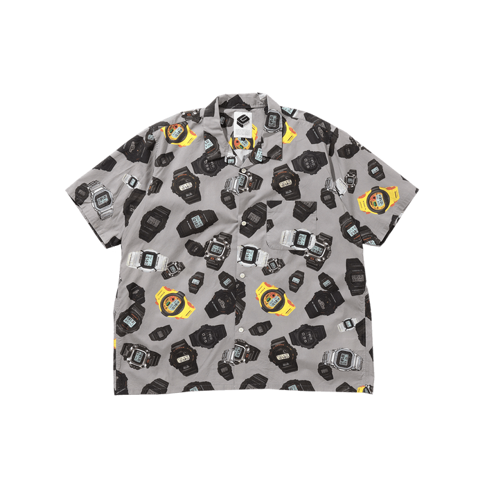 G-PATTERN PRINT OPEN COLLAR SHIRT