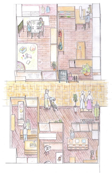 「神戸湊川Atelier Otonari」テナントイメージイラスト