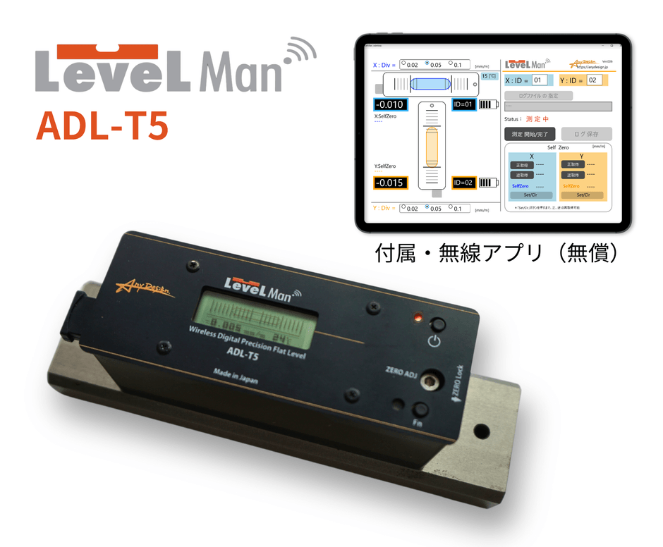 無線デジタル精密水準器 LevelMan と付属・無線アプリ