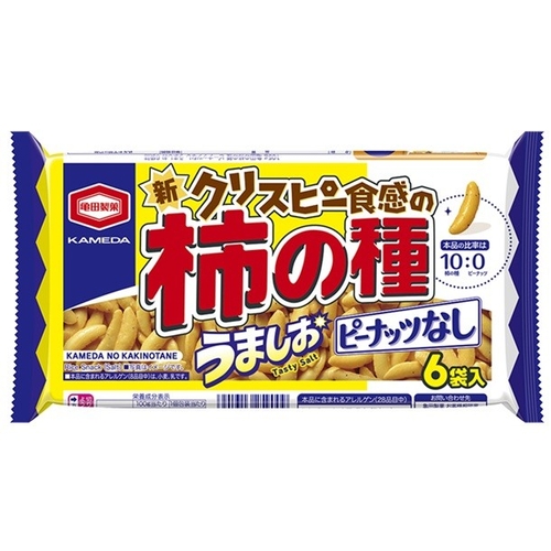 『105g 亀田の柿の種 ピーナッツなし うましお 6袋詰』
