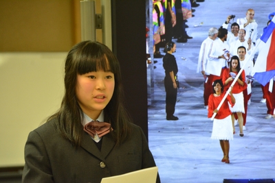 奥家瑚々音さんによる「オリンピック会場　体験談」の発表