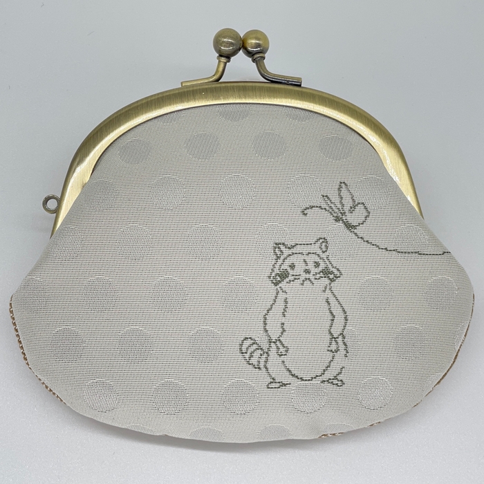 「あらいぐまラスカル」西陣織がまぐち(ドット柄)