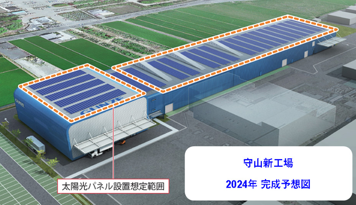 守山新工場に設置する太陽光パネルイメージ