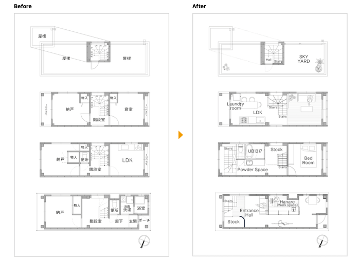 リノベーション前後の間取り