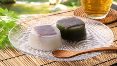 ひんやり、つるりと 又一庵の夏を彩る「水きんつば」と新作の「抹茶水きんつば」 定番の味わいに、新たな抹茶の一品を添えて 涼を楽しむ夏の和菓子が登場