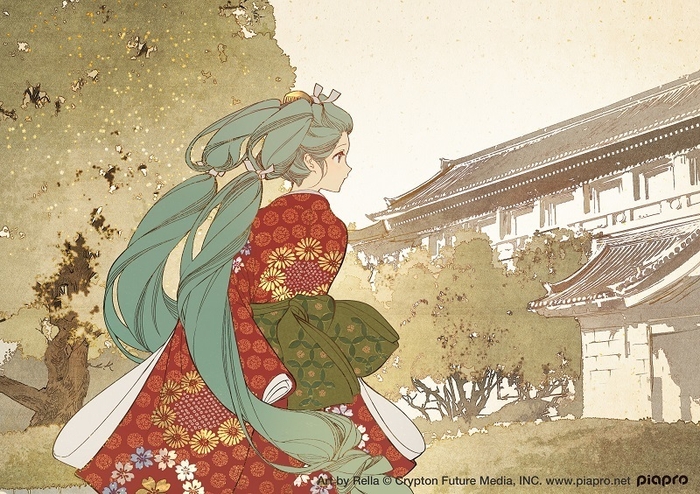 「見返り美人ミク」東京国立博物館背景Ver. Art by Rella (C) CFM