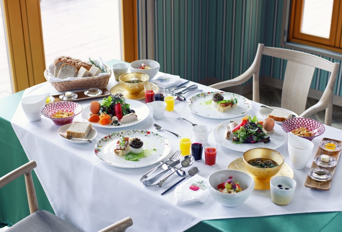 ▲淡路島でお父さんと一緒に素敵な朝食を満喫