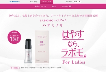 女性用発毛剤（※）『ＬＡＢＯＭＯ　ヘアグロウ　ハナミノキ』 専用webサイトが８月４日（火）オープン！