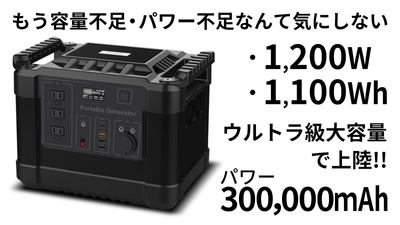 大容量ポータブル電源のクラウドファンディングを開始　 ウルトラ級大容量ポータブル電源 ＜4年連続で世界シェア首位＞の＜リチウムイオン電池搭載＞