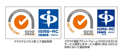 DDS、クラウド認証サービス「EVECLOUD」で ISMS認証「ISO 27001」および「ISO 27017」を取得　 ～国際規格の認証取得で、情報セキュリティ体制を強化～