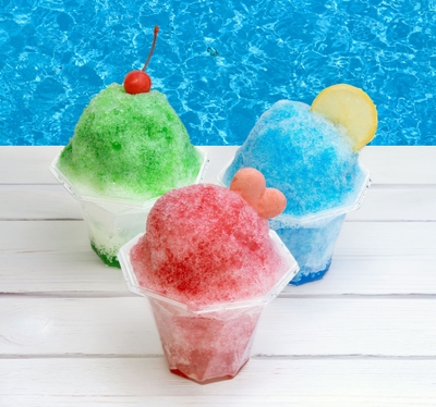 かき氷(メロン、ブルーハワイ、ストロベリー)各500円(税込)