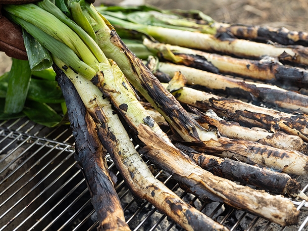 肉厚な白ネギを真っ黒になるまで蒸し焼きにするスペイン料理のカルソッツ