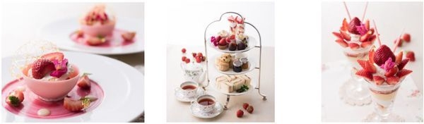 【左】Briller ブリエ　【中央】ストロベリー アフタヌーンティーセット　【右】Petal ペタル