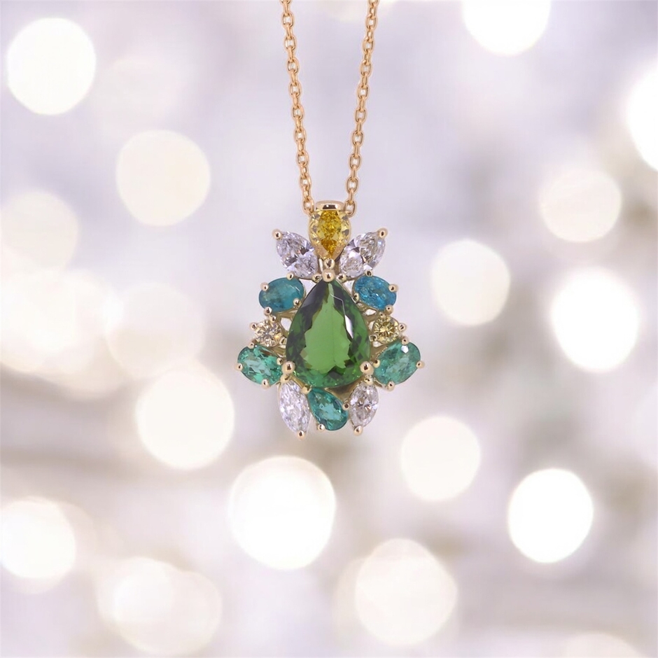 K18YGパライバトルマリンイエローダイヤPD