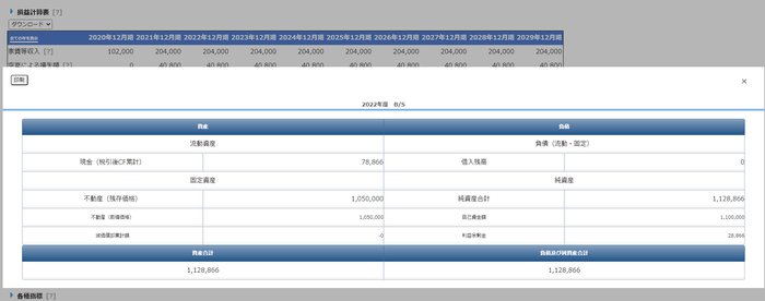 バランスシート表示