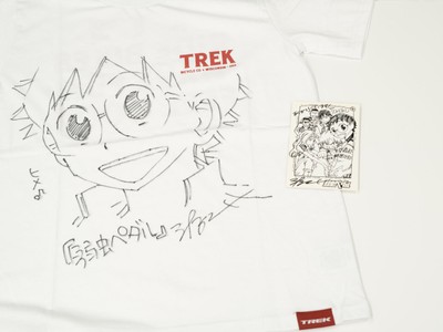 「弱虫ペダル」原作者 渡辺航先生サイン&小野田くんイラスト入りTシャツ